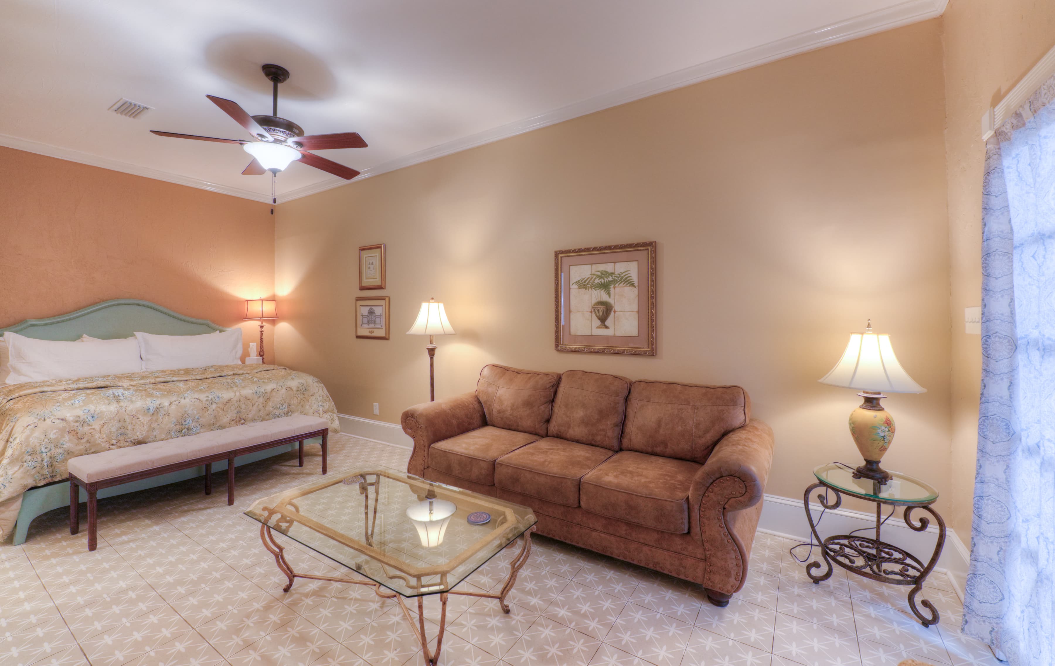 Inviting sitting area with sofa & coffee table